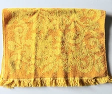 Vintage Hand Towel Bright Orange and Mustard Yellow with Fringe