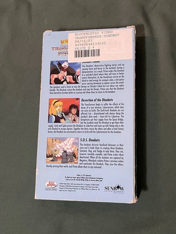 Kidmongous The Original Transformers Dinobot Island RARE Blockbuster Rental VHS - Image 2 of 2