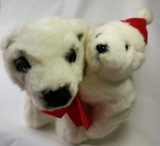Fiesta Plush Vtg 1995 Christmas Polar Bear With Baby in Santa Hat XS4934 - 11"