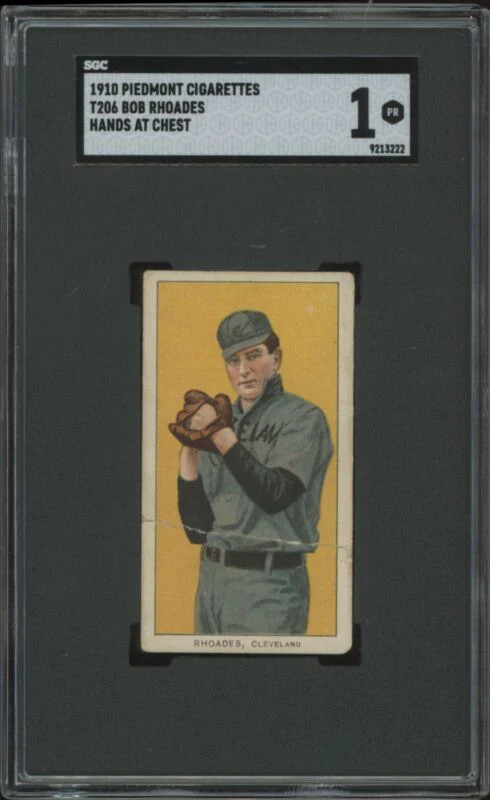 1909 T206 BOB RHOADS POOR PIEDMONT 350 RHOADES HANDS AT CHEST SGC 1 NAPS