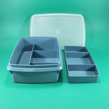 Tupperware Tuppercraft Rectangle Food or Storage Organizer Blue 767-1 Vintage