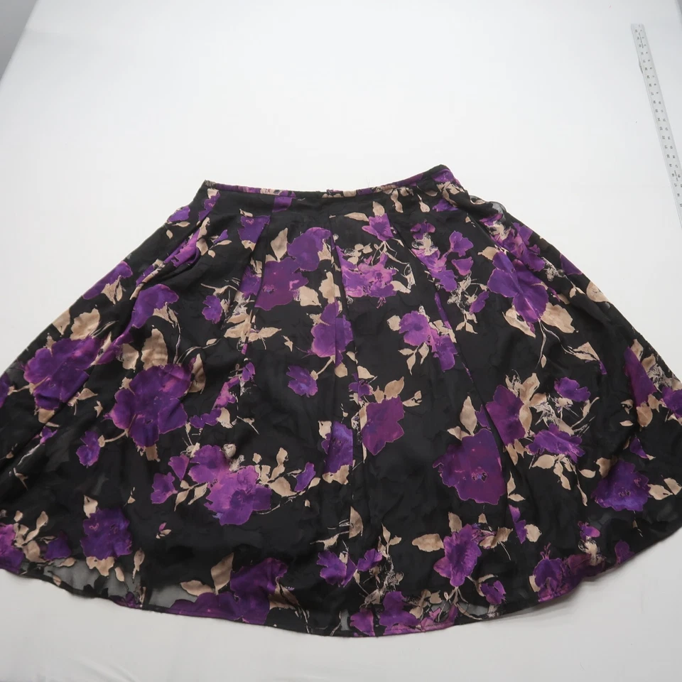 Alex Evenings Dark Floral Midi Skirt 1X Purple Whimsigoth Event Evening Formal - Image 2 of 4