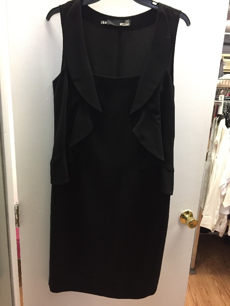 love moschino black dress Love Moschino Black Dress with Pleats Accent