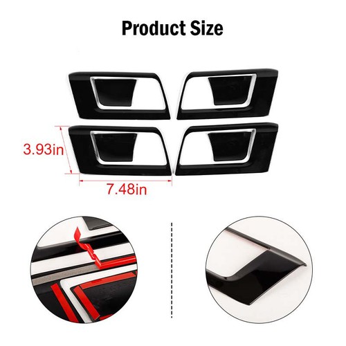 4PCS Black Inner Door Handle Bowl Cover Trim Frame For 4Runner 2010+ Accessories - Picture 12 of 13