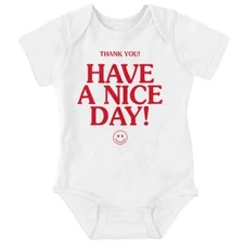 Thank You  Have A Nice Day Happy Face Smile Newborn Baby Boy Girl Infant Romper