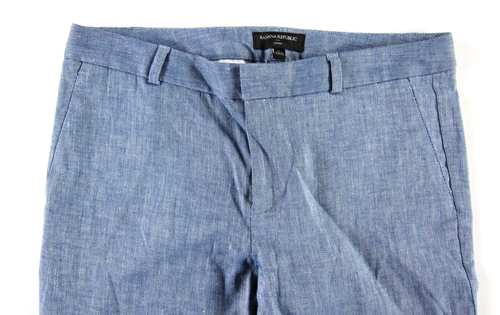 Neu Banana Republic Leinen Logan blau weites Bein Chino klassische Arbeitshose Damen 6 - Bild 4 von 6