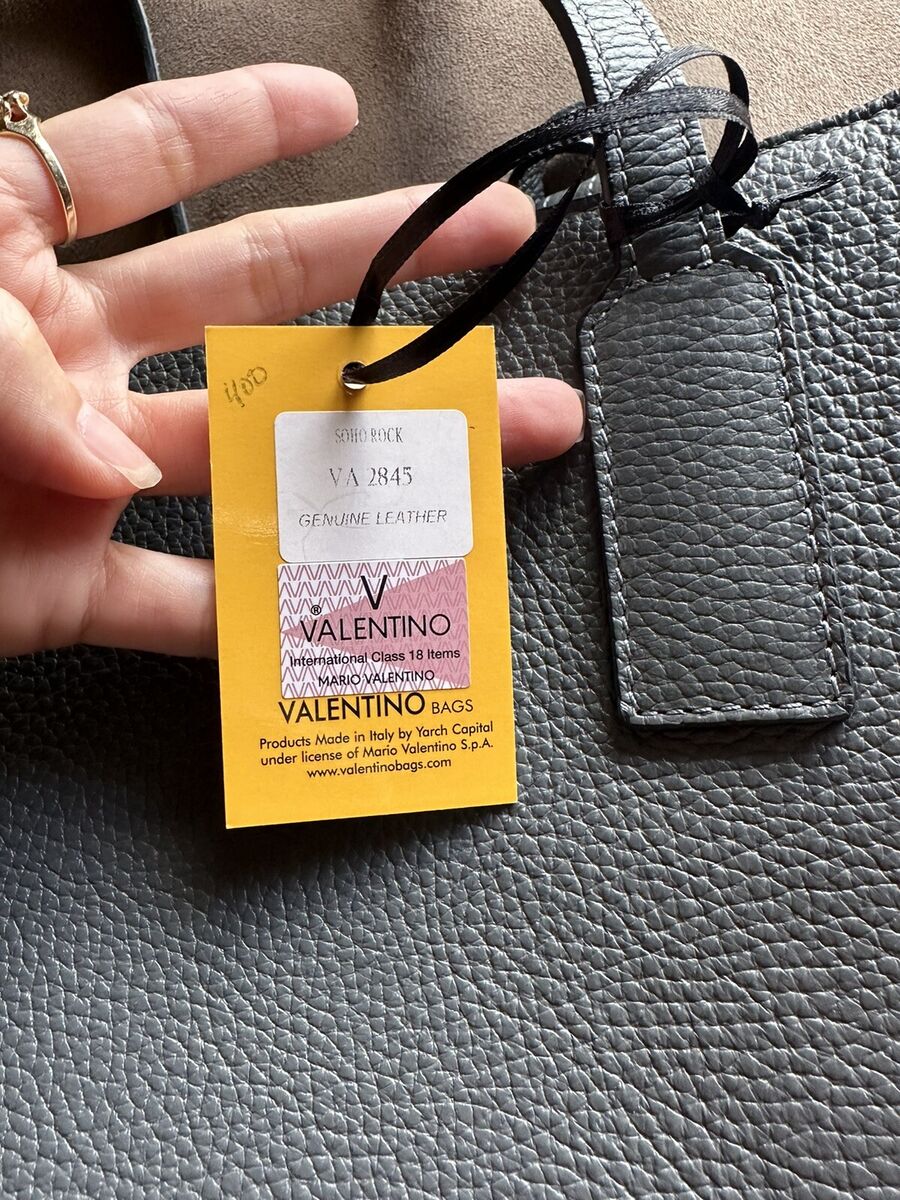 Mario Valentino Soho Rock VA2845 Genuine Leather Tote Grey Mario Valentino Soho Rock VA2845 Genuine Leather Tote Grey