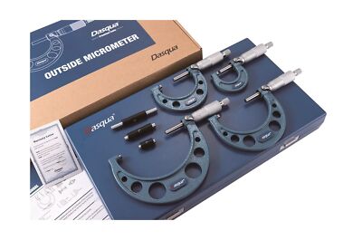 Dasqua 4112-0010 0-4'' 4 Piece Half Round Outside Micrometer Set 0-4''