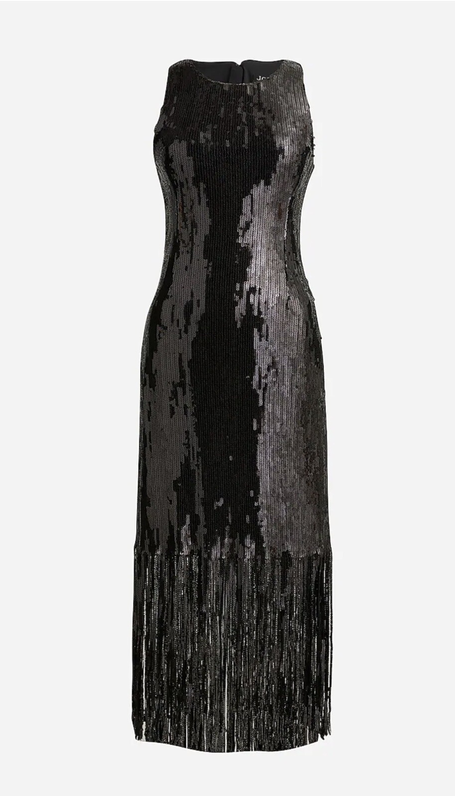 Jcrew Collection fringe-trim sheath dress in sequin black sz 6
