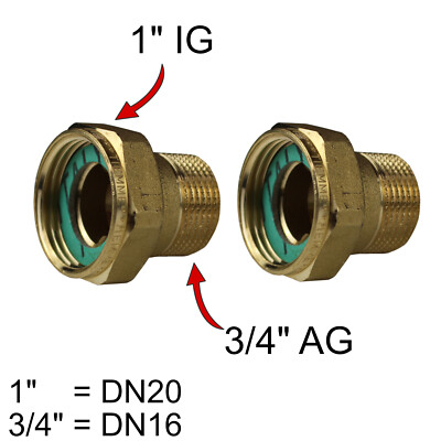 Messing Überwurfmutter Gewindefitting 1'' IG x 3/4'' AG flachdichtend Fittings