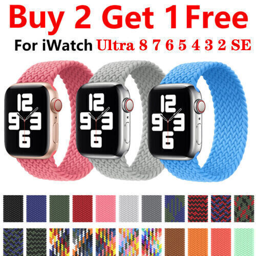 Watch Band Strap Nylon Braided For Apple Watch Ultra 8 7 6 5 4 3 2 SE Solo Loop