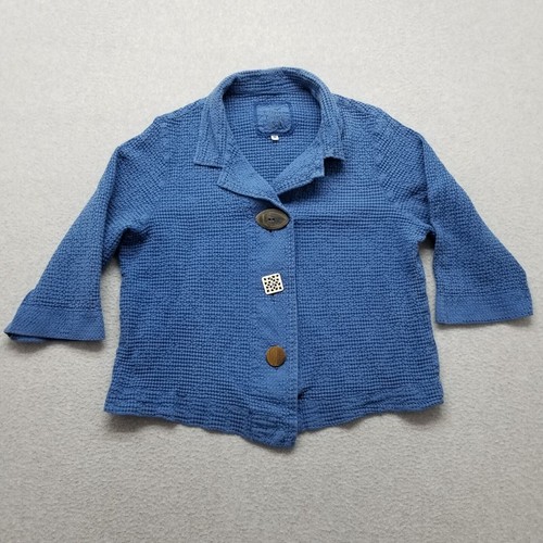 Produce Company Blouse Womens Medium Blue Buttons eBay