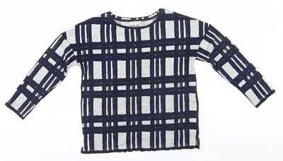 Muskat Damen blau Rundhals kariert Polyestermischung Pullover Größe 8