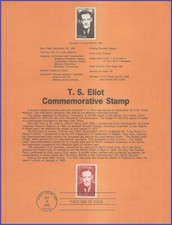USA7 #2239 U/A SOUVENIR PAGE FDC   T. S. Eliot