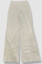 Alice + Olivia Women's White Dylan High-Waist Faux-Leather Wide-Leg Pants Size 4