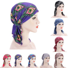 Women Muslim Stretch Turban Hat Chemo Cap Hair Loss Head Scarf Wrap Hijab Hot
