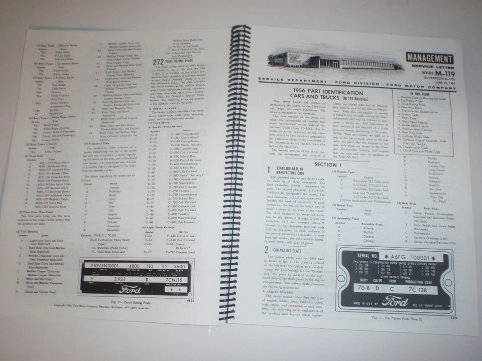 Ford Passenger Car 1954 1955 1956 cartas de servicio de producto Crown Victoria Assoc. Foto 3 de 4