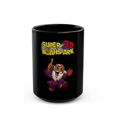 Super 3D Noahs Ark SNES Cover Art Black Mug (11oz, 15oz)