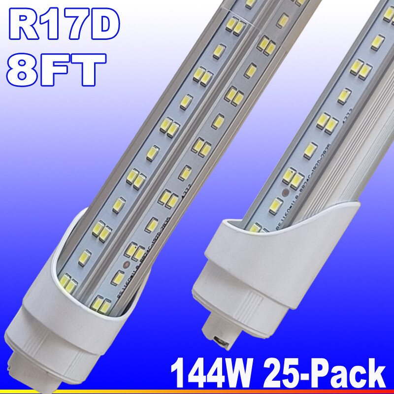 25Pcs R17D 8Ft Led Tube Light Bulbs HO Base 144W T8 Rotatable Led Shop Light