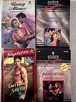 Lot of 4 Vintage Harlequin Temptation Romance Books 80s, 90s, 2000 Modern Story