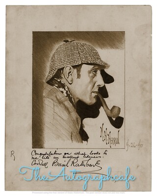 Sherlock Holmes - Basil Rathbone signiertes vorgedrucktes 10 x 8'' Foto (Kopie des Originals)