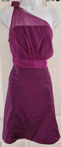 Women's Coast Dress Size 14 Purple One Shoulder Wedding Occasion A-line Silk - Picture 6 of 8