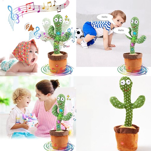 US 1 Pcs Tiktok Dancing Cactus Repeat Talking Plush Toy Singing Education Deco