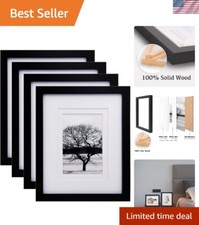 8x10 Picture Frames 4 PCS, Made of Solid Wood Display 4x6 and 5x7 with Mat Co...