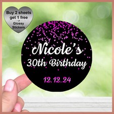 Personalised CONFETTI HEARTS STICKERS - Hen Night Do Birthday Party Labels