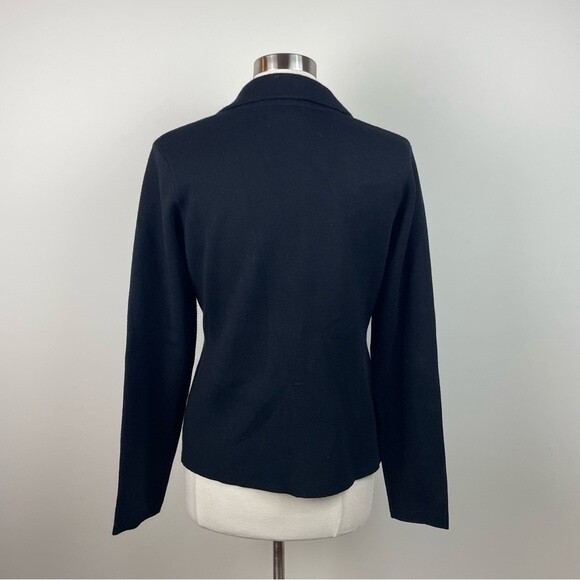 Tahari Solid Black Button Front Collared Long Sle… - image 6