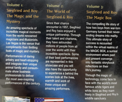The Siegfried & Roy Collection Volume 1 2 & 3 DVD Set. Magic