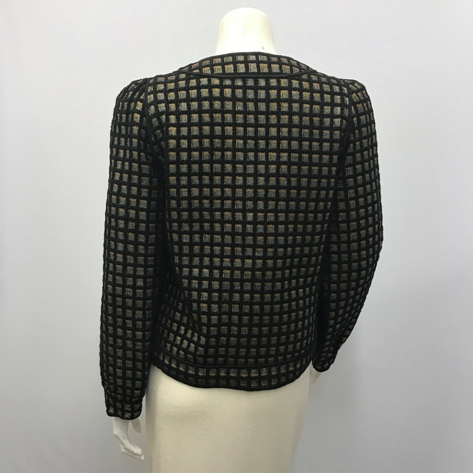 ALTRA Giacca invernale vintage Mrs. H Henri Bendel Artsy nera e argento metallizzato oro 8