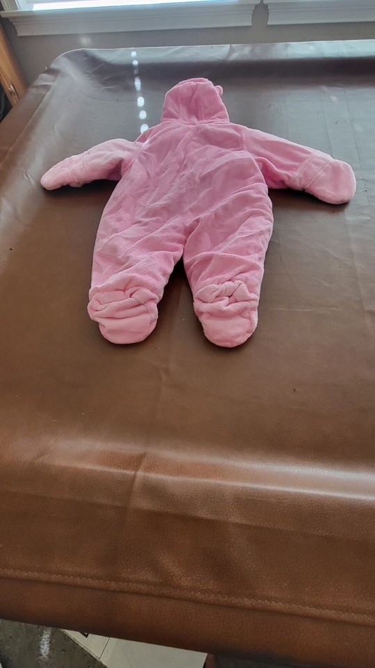 Carter's Pink Baby Girl Winter Suit With Hand Cuffs Hooded Size 69m