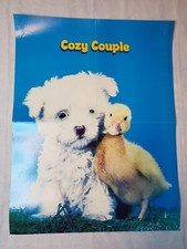 Vintage 1977 Xerox Cozy Couple Cute Puppy Dog Duck Chick Poster Wall Art 16x21