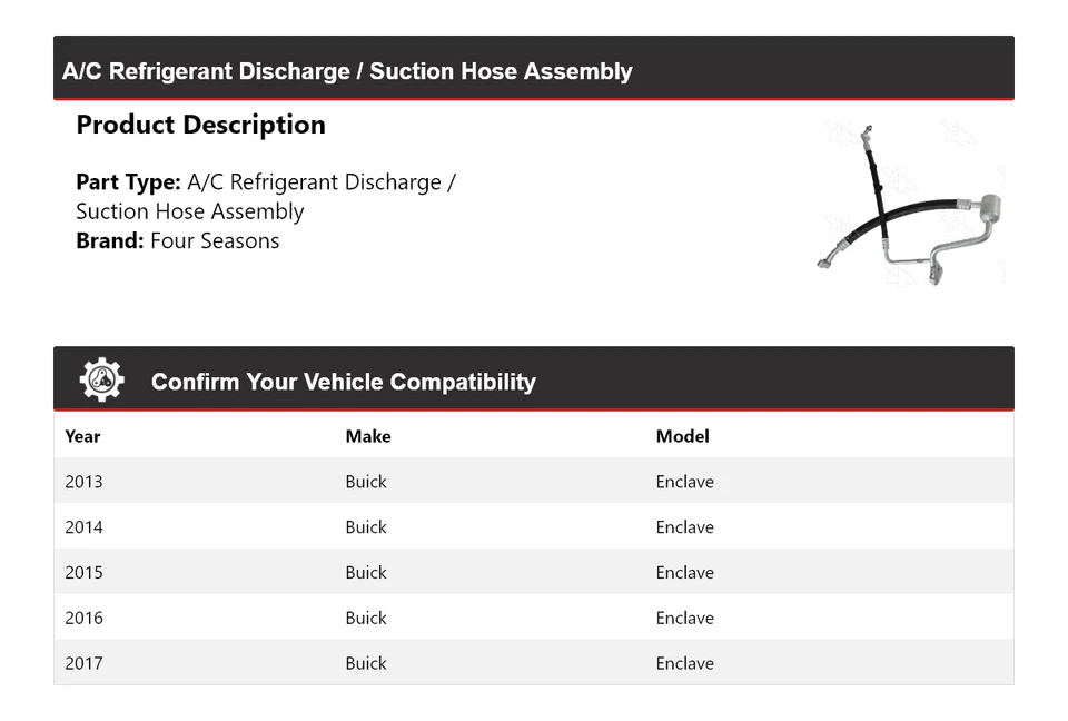 Conjunto de manguera de succión/descarga de refrigerante aire acondicionado Buick Enclave 2013-17 4 estaciones Foto 2 de 4
