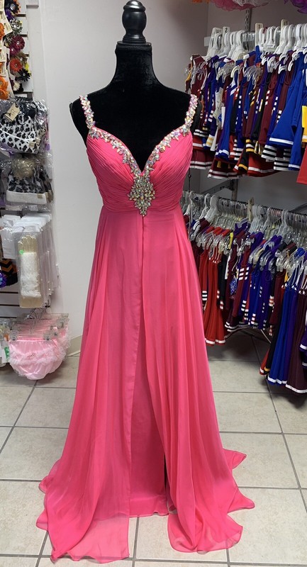 Size 00 Alyce Bright Hot Pink Beaded Prom Homecoming Pageant Gown Dress NWT