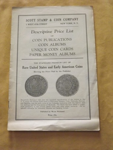 VINTAGE OLD SCOTT STAMP & COIN CO RARE US EARLY COINS PRICE LIST