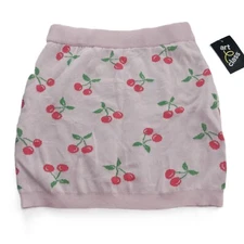 Art Class Girls Knit Sweater Skirt Size Large 10/12 Barely Pink Cherry Print