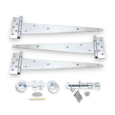 T-Stück Scharniere 18'' (3) Glatt Ring Riegel Brenton Bolzen Set Gartentor Befestigungsset Zink