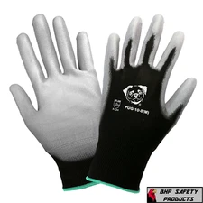 240 Pair Nylon Working Gloves w/ Gray Polyurethane (PU) Palm Coating S, M, L, XL
