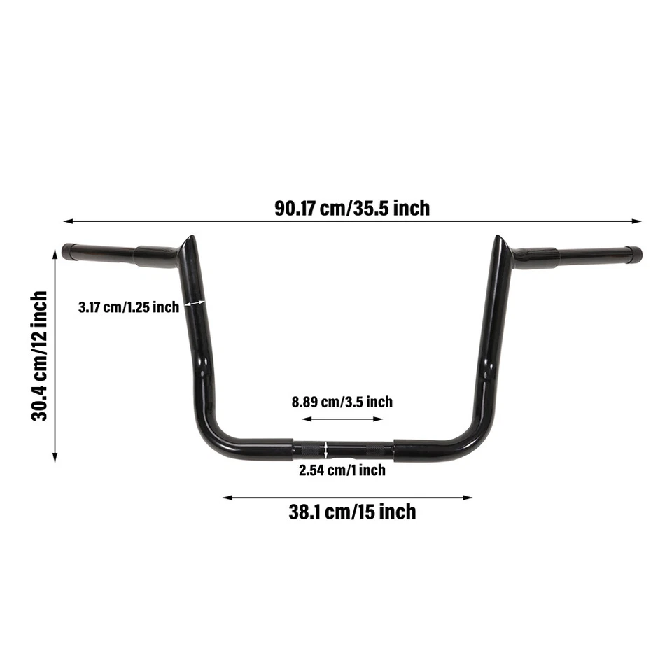 Rise 12" Meathook Ape Black Bar Handlebar For Harley Touring Street Glide 06-23 Foto 2 de 4