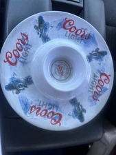 Vintage White COORS Beer Tray Hard Plastic 13”  Chips And Dip  Bar Decor