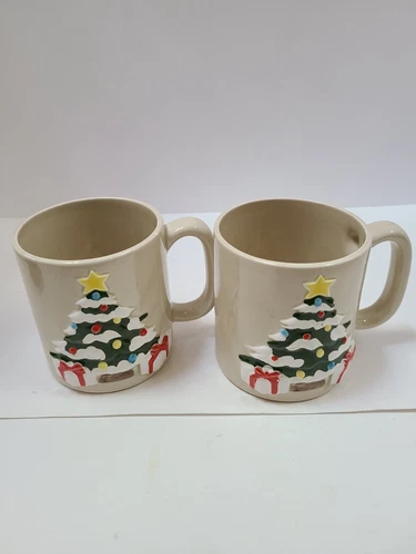 VTG. Otagiri Christmas tree Coffee Mugs 1981 Set of 2