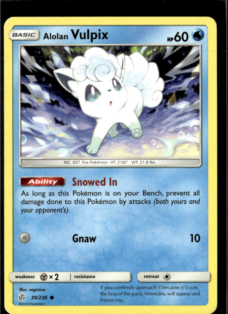 Pokemon Alolan Vulpix 39/236 Cosmic Eclipse Non Holo Common 2 Card Lot