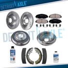 Front Drilled Rotors Brake Pads Rear Drums Shoes for 2001-2005 Honda Civic 1.7L