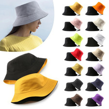 Double-sided Wearing Cap Solid Color Bucket H...