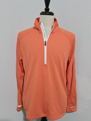 Zero Restriction Orange Golf Pullover Men Size Large 1/4 Zip