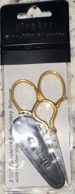Gingher Epaulette 3 1/2'' Embroidery Scissors Gold-Plated Handle G-ET