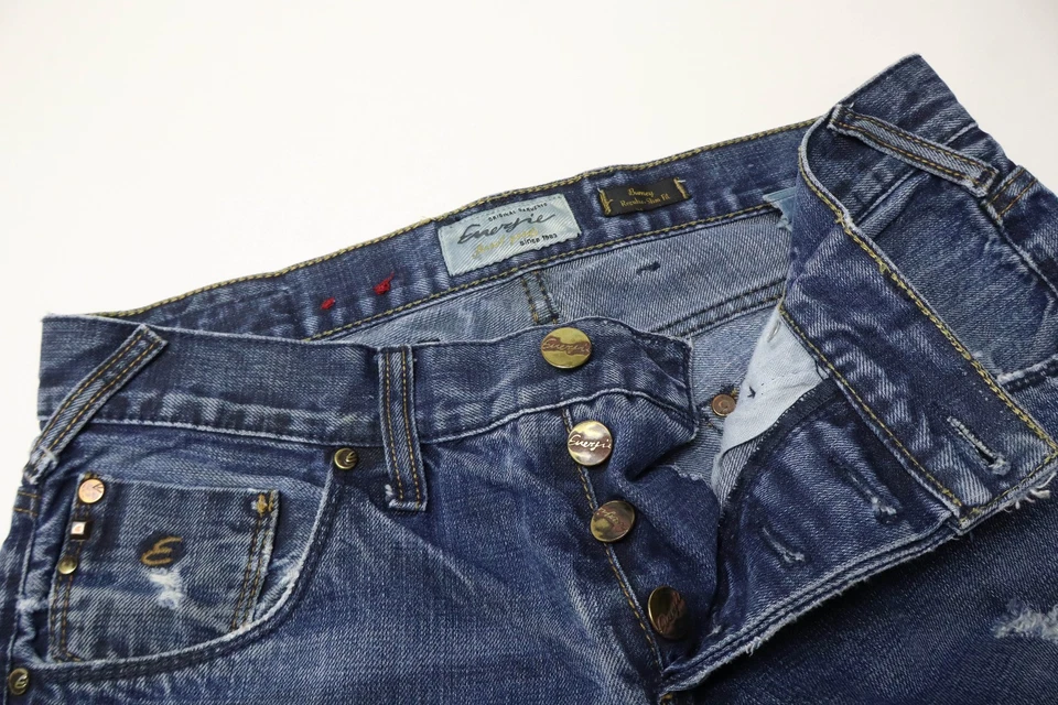 ENERGIE Burney Regular - Pantalones de mezclilla ajustados para hombre W32/L32 azul descolorido botón mosca Foto 4 de 4