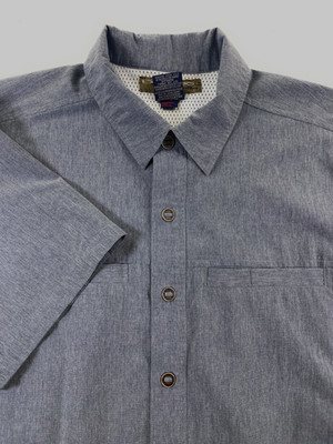 ExOfficio Adventure Men's Short Sleeve Nylon Blend Gray Outdoor Camp Shirt Large
